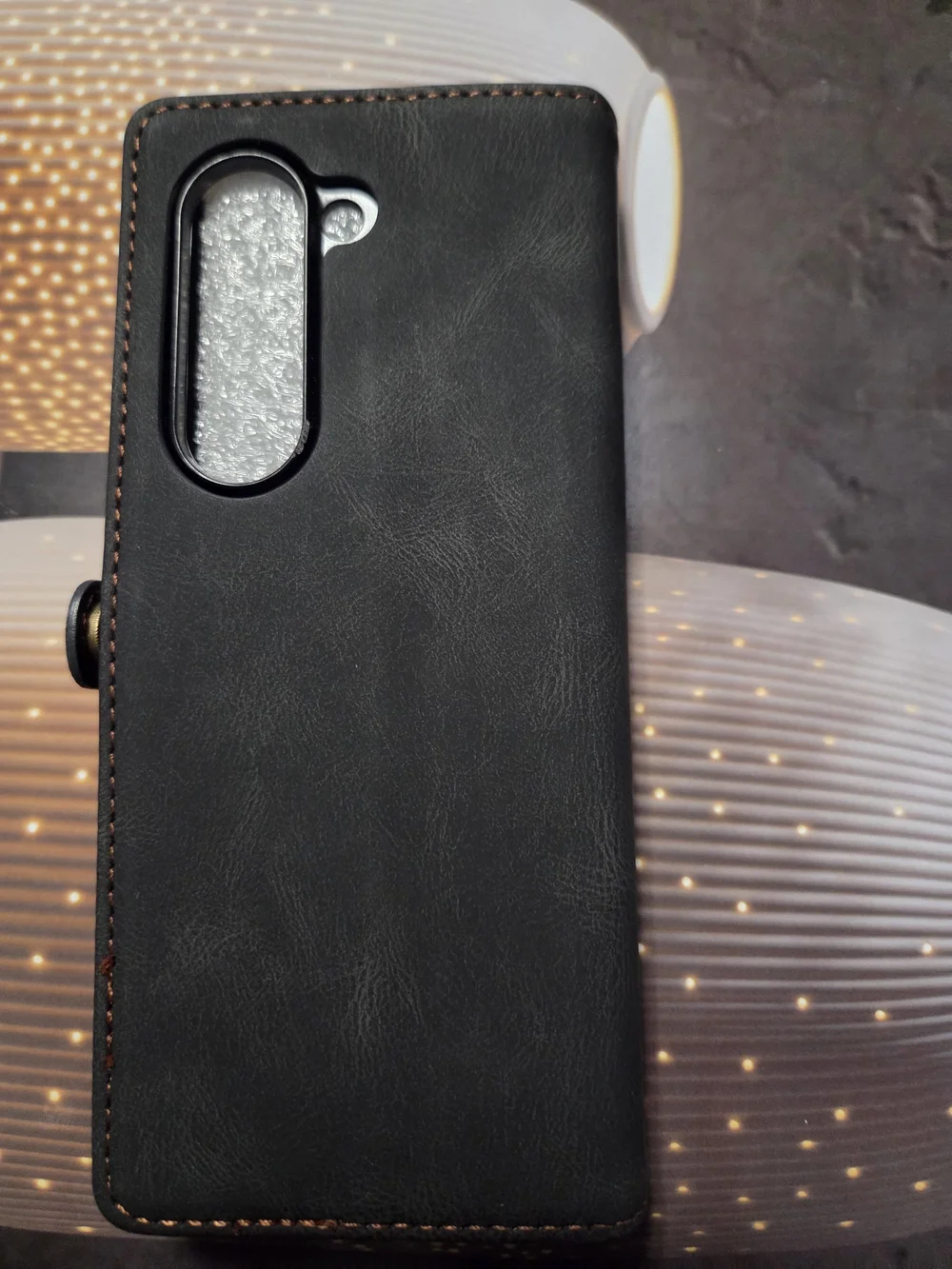 Leather Wallet Folio Phone Case - Black Z Fold 6